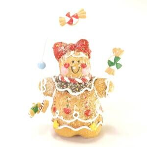 Vintage Gingerbread Woman juggling Candy and Glitter Figurine 6.75"